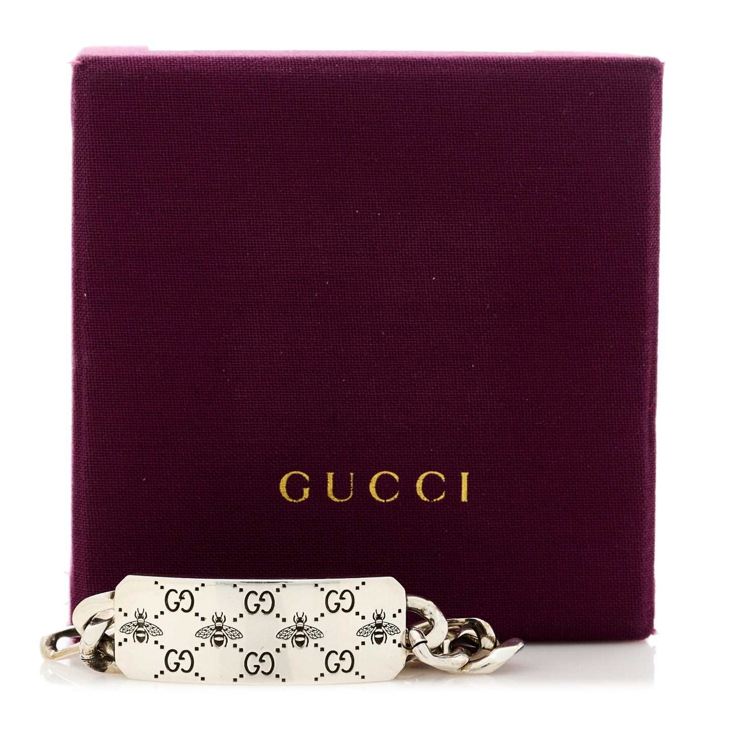 Sterling Silver GG Bee ID Chain Bracelet