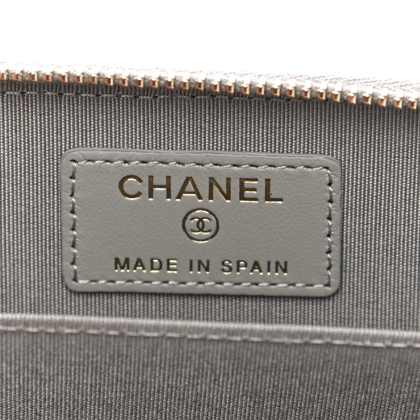 Lambskin Quilted Chanel 19 Zip Around Coin Purse Wallet Grey