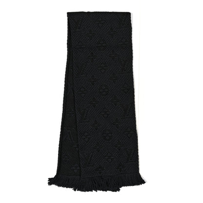 Louis Vuitton Wool Silk Logomania Scarf Charcoal Grey 2 of 4