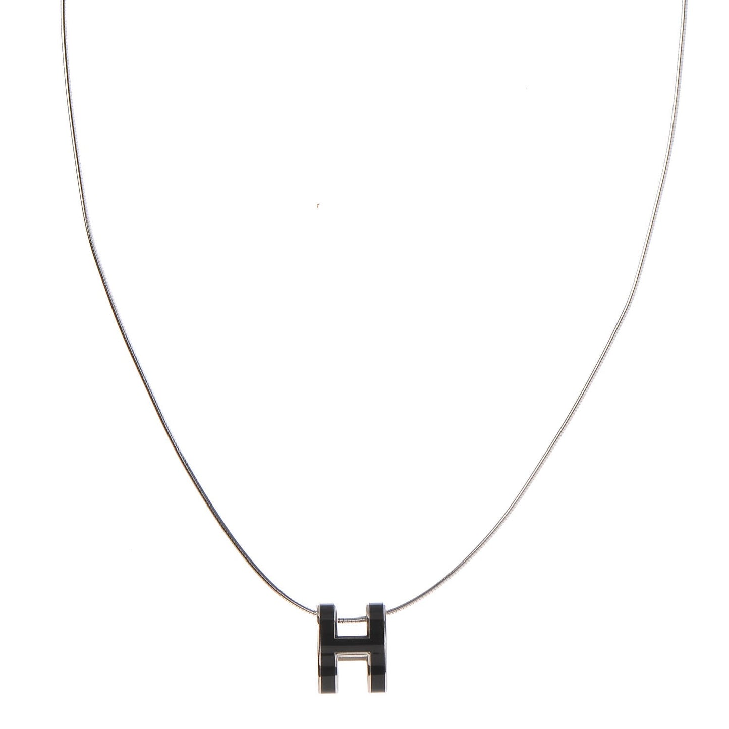Lacquered Pop H Pendant Necklace Black