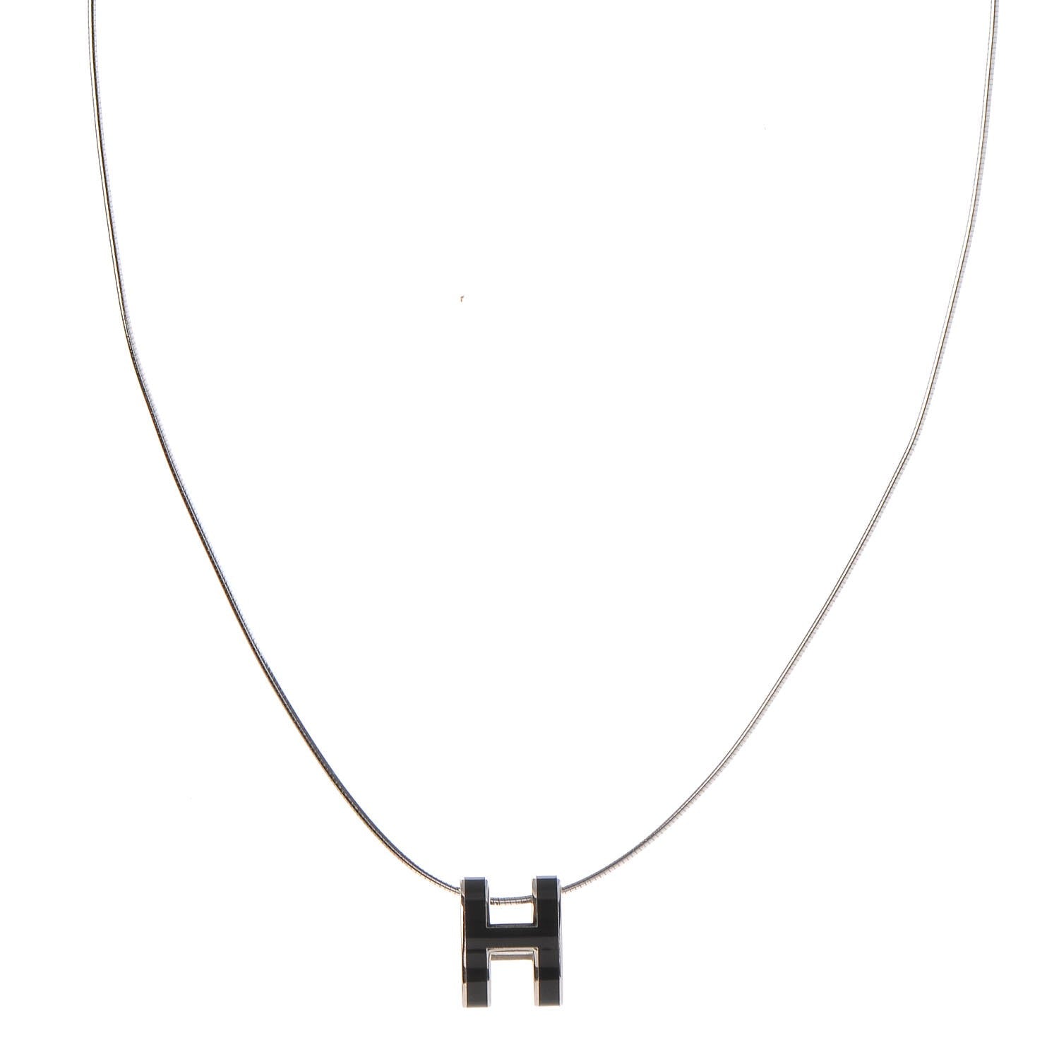 Hermes Lacquered Pop H Pendant Necklace Black 1 of 6