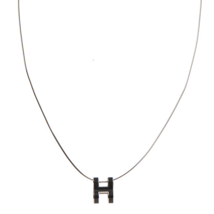 Hermes Lacquered Pop H Pendant Necklace Black 1 of 6