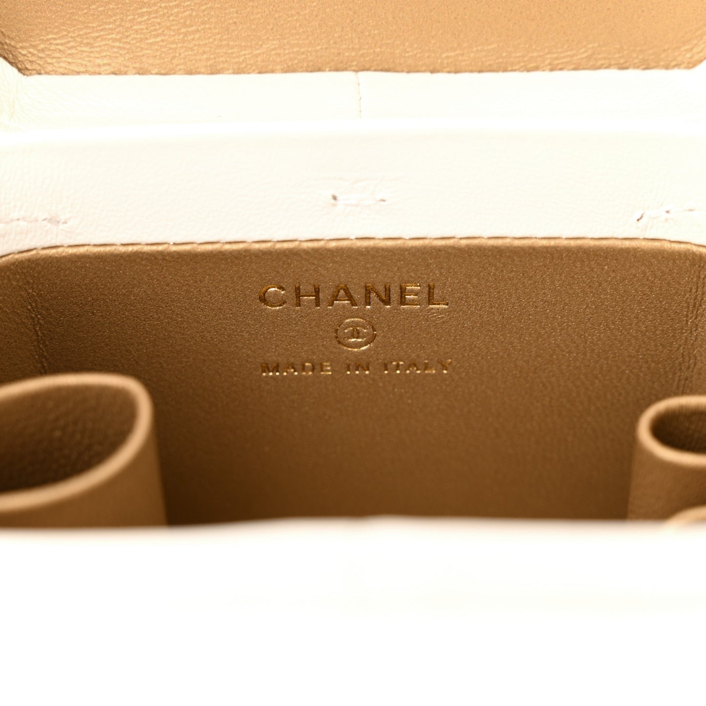 Lambskin Quilted Vanity Clutch With Chain White