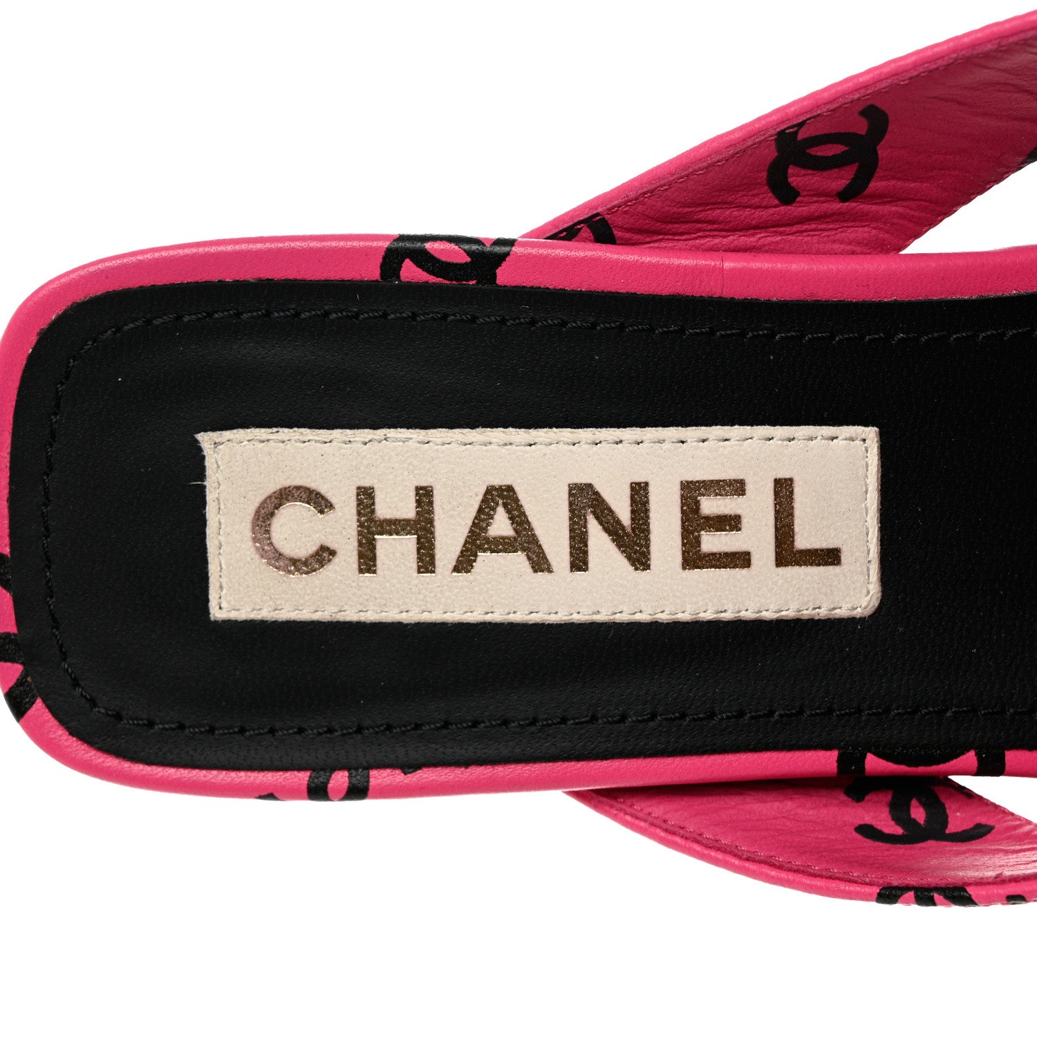 Chanel Printed Lambskin Coco Beach Thong Sandals 40.5 Dark Pink Black 6 of 8