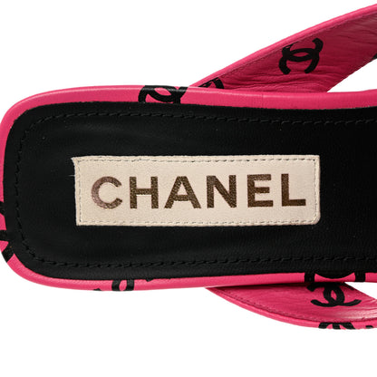Chanel Printed Lambskin Coco Beach Thong Sandals 40.5 Dark Pink Black 6 of 8