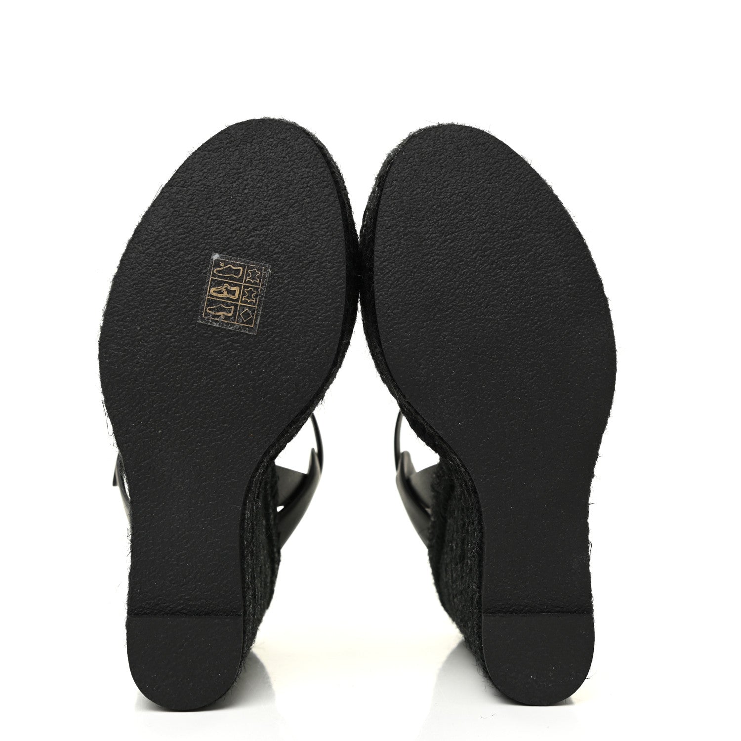Saint Laurent Calfskin Tribute 95 Platform Espadrille Wedge Sandals 37 Black 6 of 9