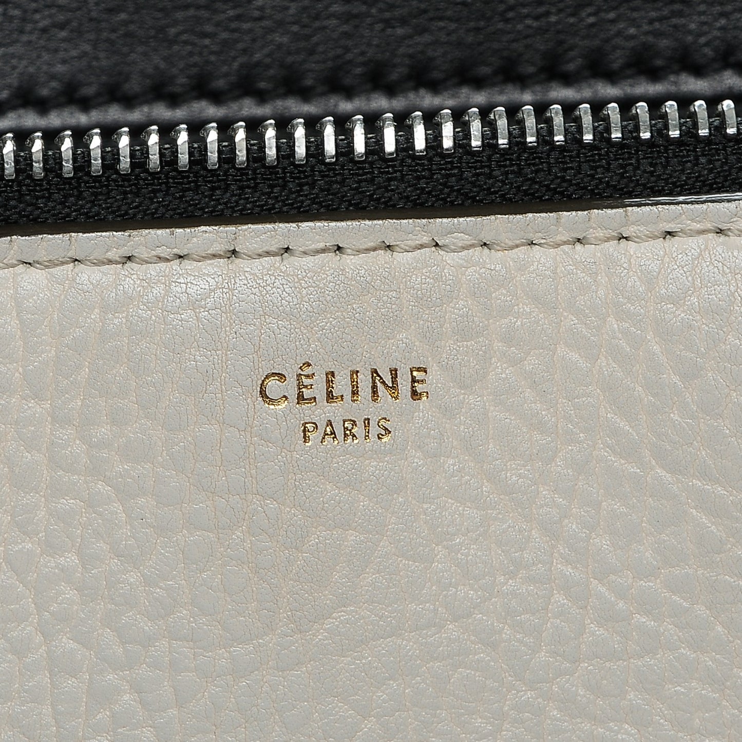 Calfskin Medium Bi-Color Edge Shoulder Bag Cream