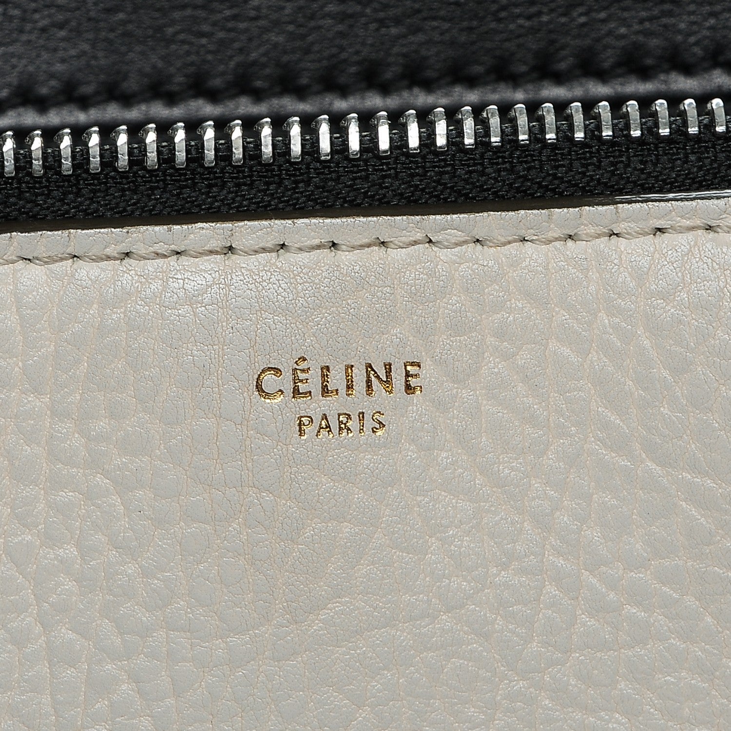 Celine Calfskin Medium Bi-Color Edge Shoulder Bag Cream 7 of 9