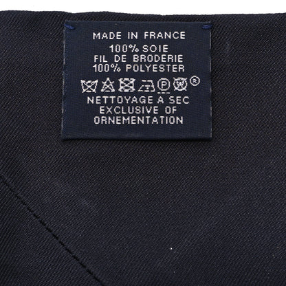 Hermes Silk Embroidered A Toute Berline Long Twilly Black Multicolor 3 of 4