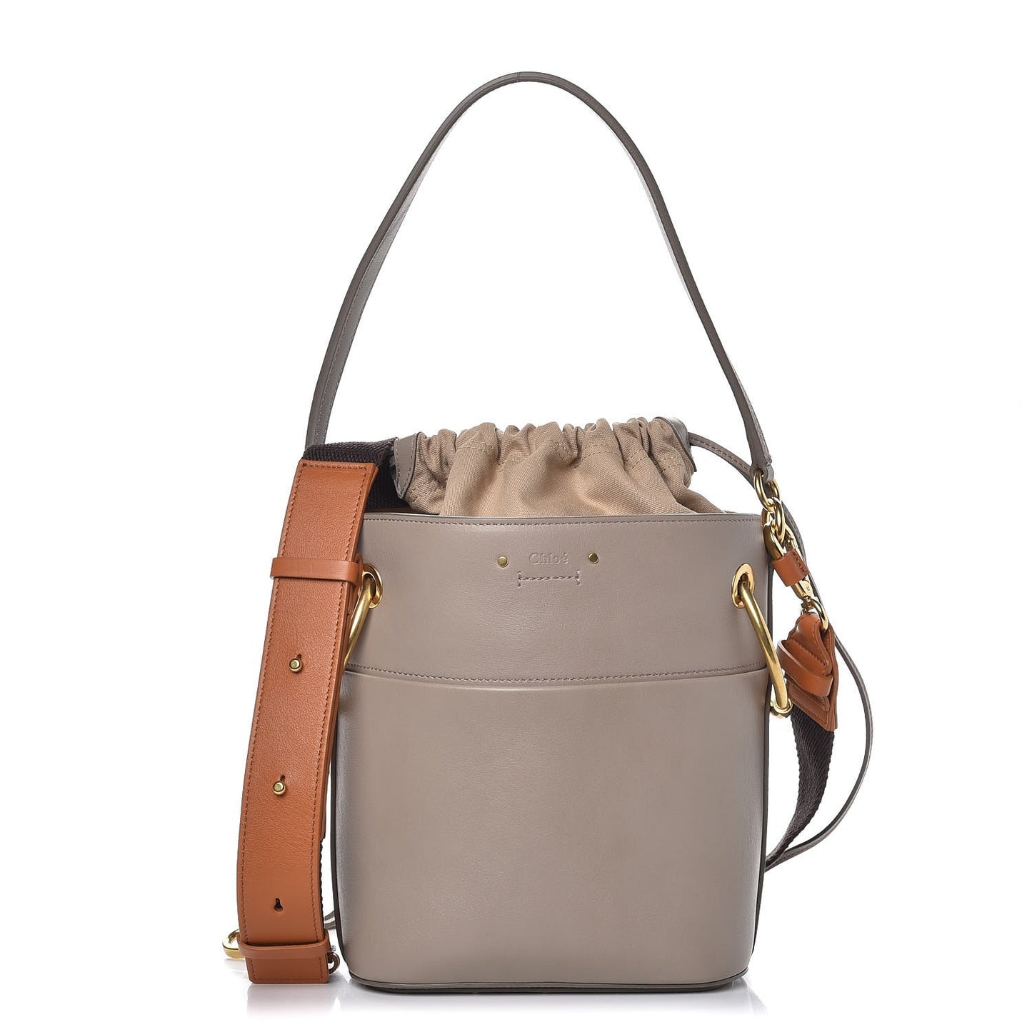 Smooth Calfskin Small Roy Bucket Bag Motty Grey