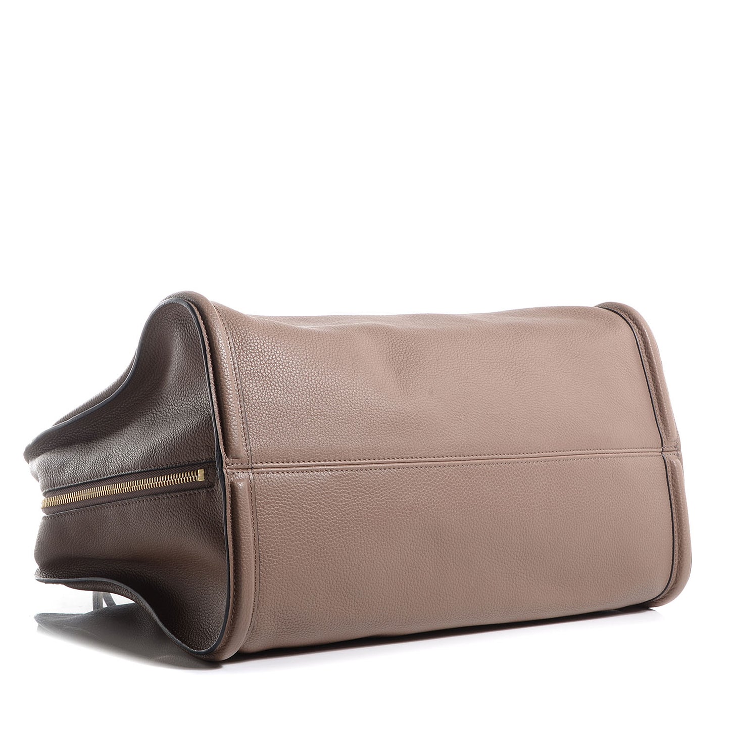 Pebbled Calfskin Skull Padlock Tote Taupe