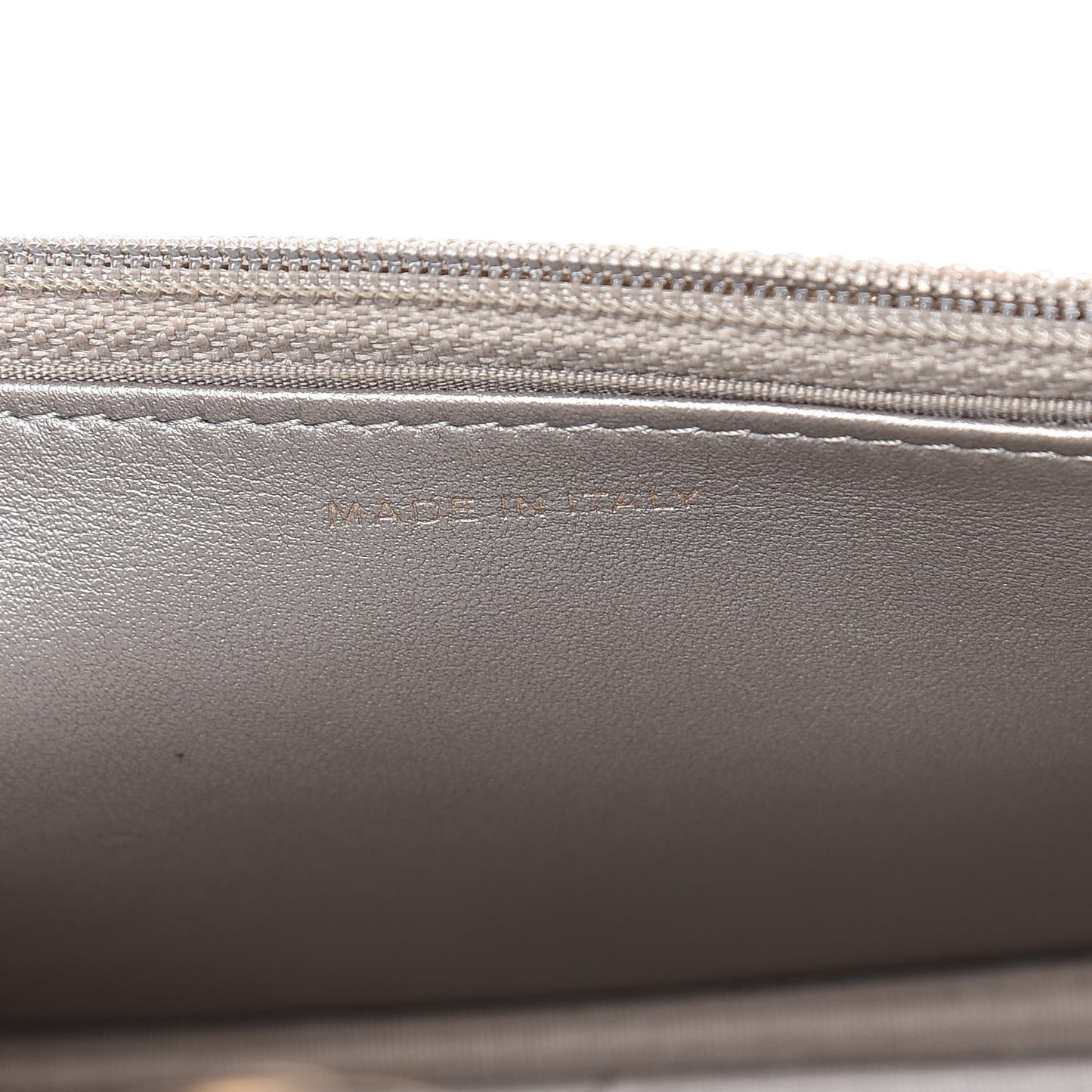 Cracked Metallic Calfskin Quilted Boy Wallet On Chain WOC Dark Silver
