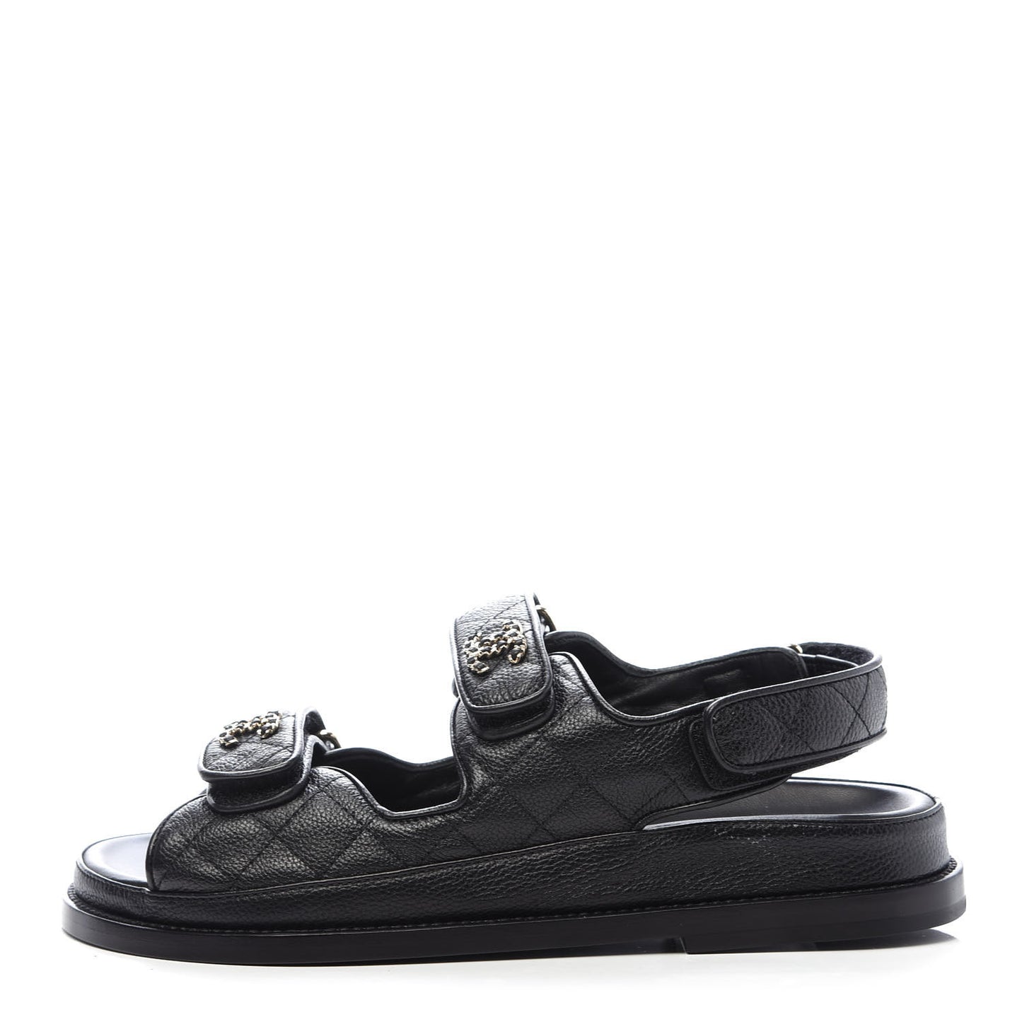 Grained Calfskin Velcro Dad Sandals 36.5 Black
