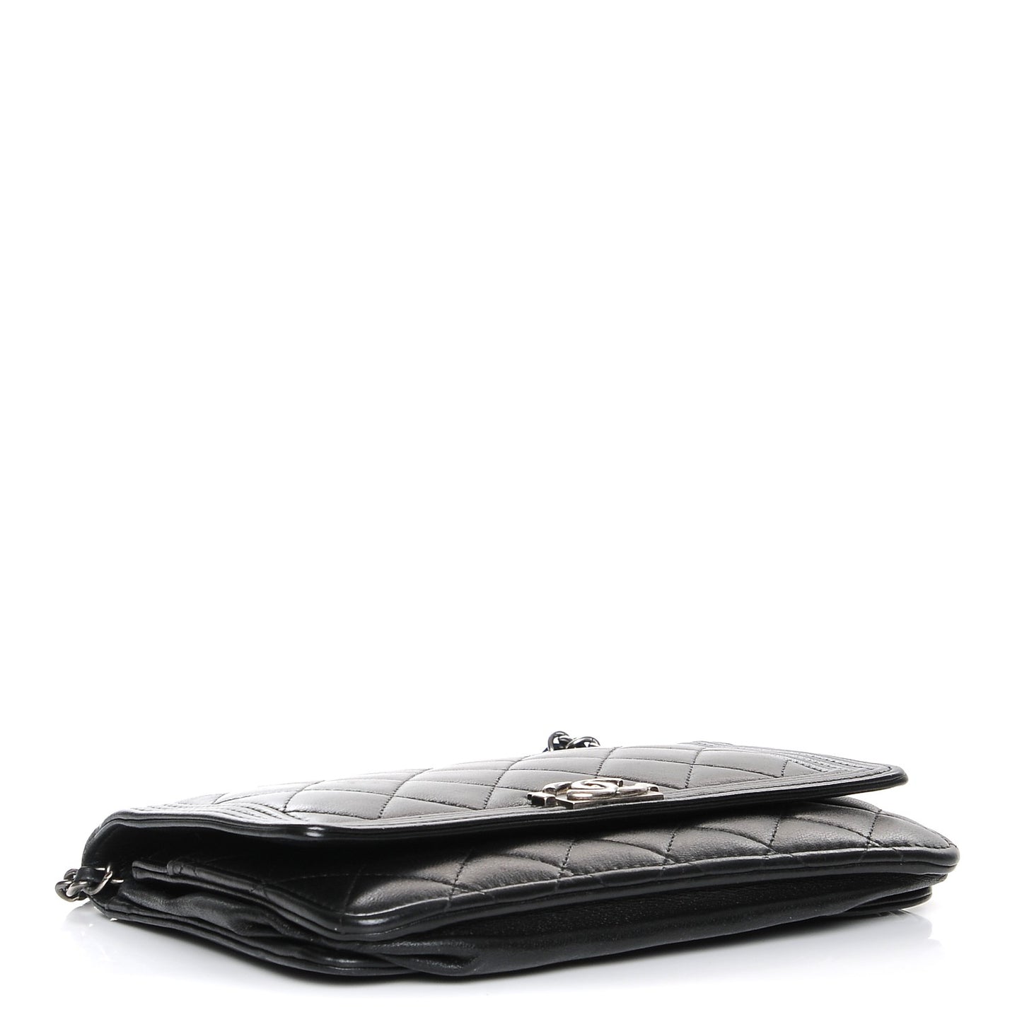 Lambskin Quilted Boy Wallet On Chain WOC Black