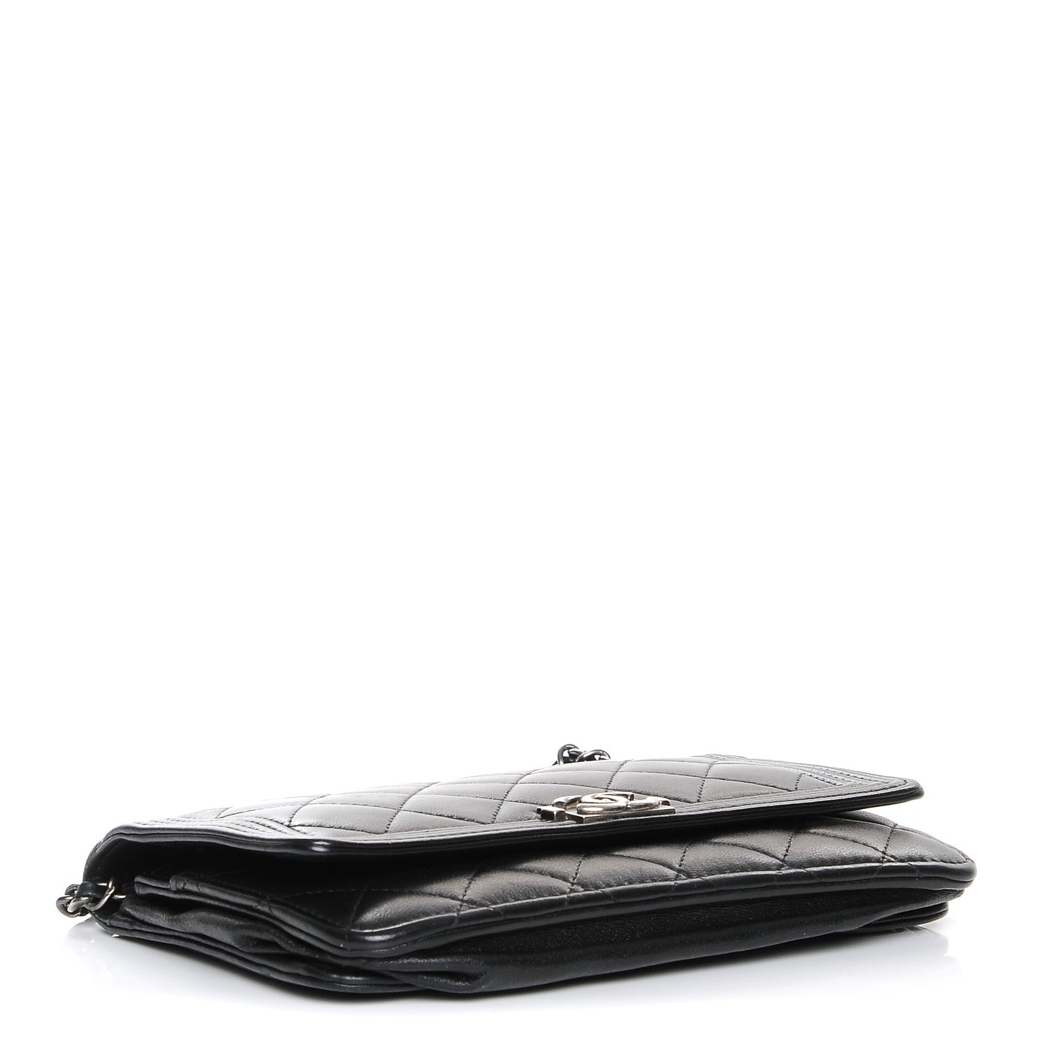 Chanel Lambskin Quilted Boy Wallet On Chain WOC Black 4 of 9