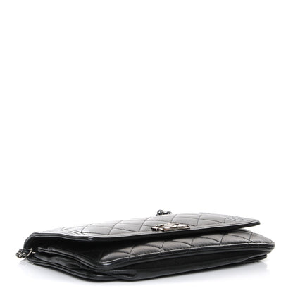 Chanel Lambskin Quilted Boy Wallet On Chain WOC Black 4 of 9