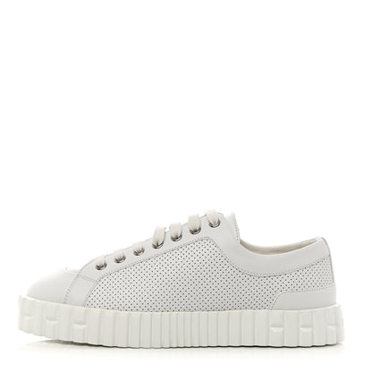 Hermes Perforated Calfskin Cross Sneakers 37.5 White 1 of 10