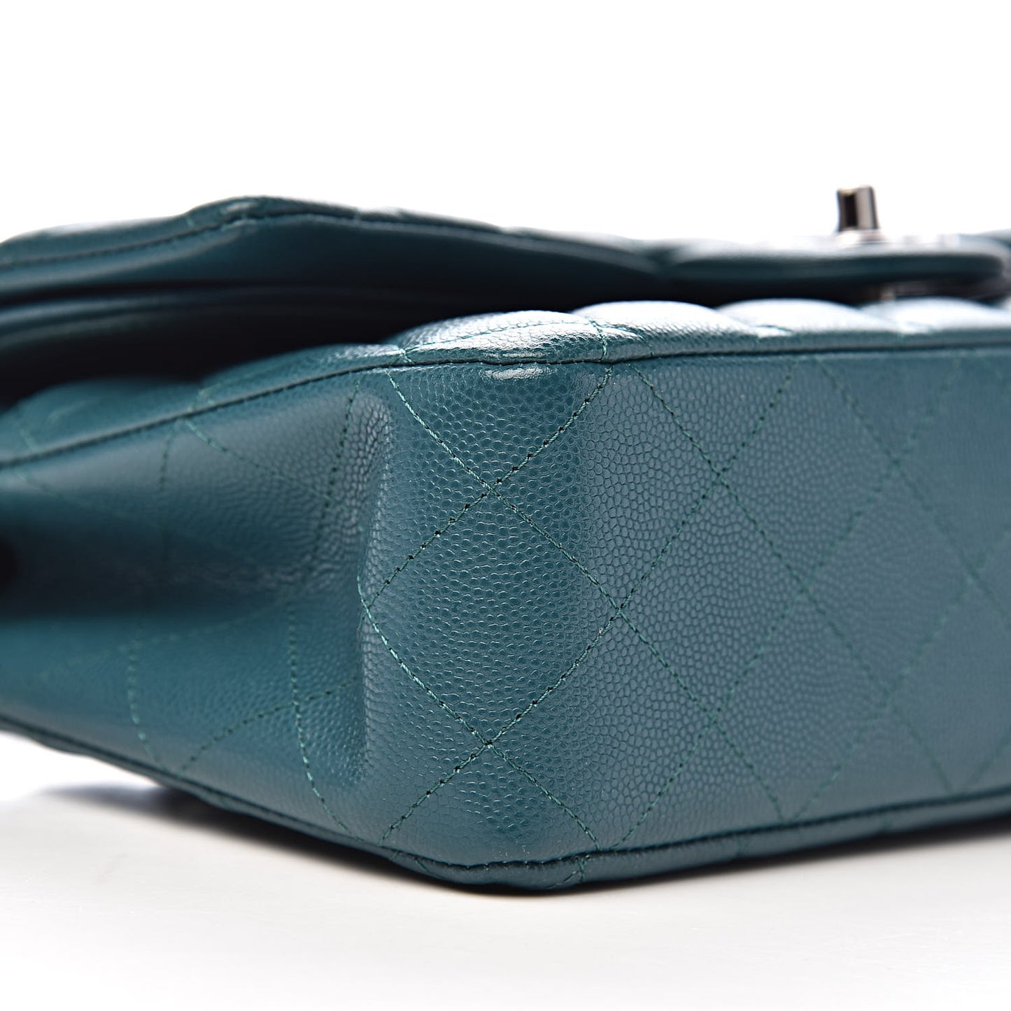 Caviar Quilted Medium Double Flap Dark Green