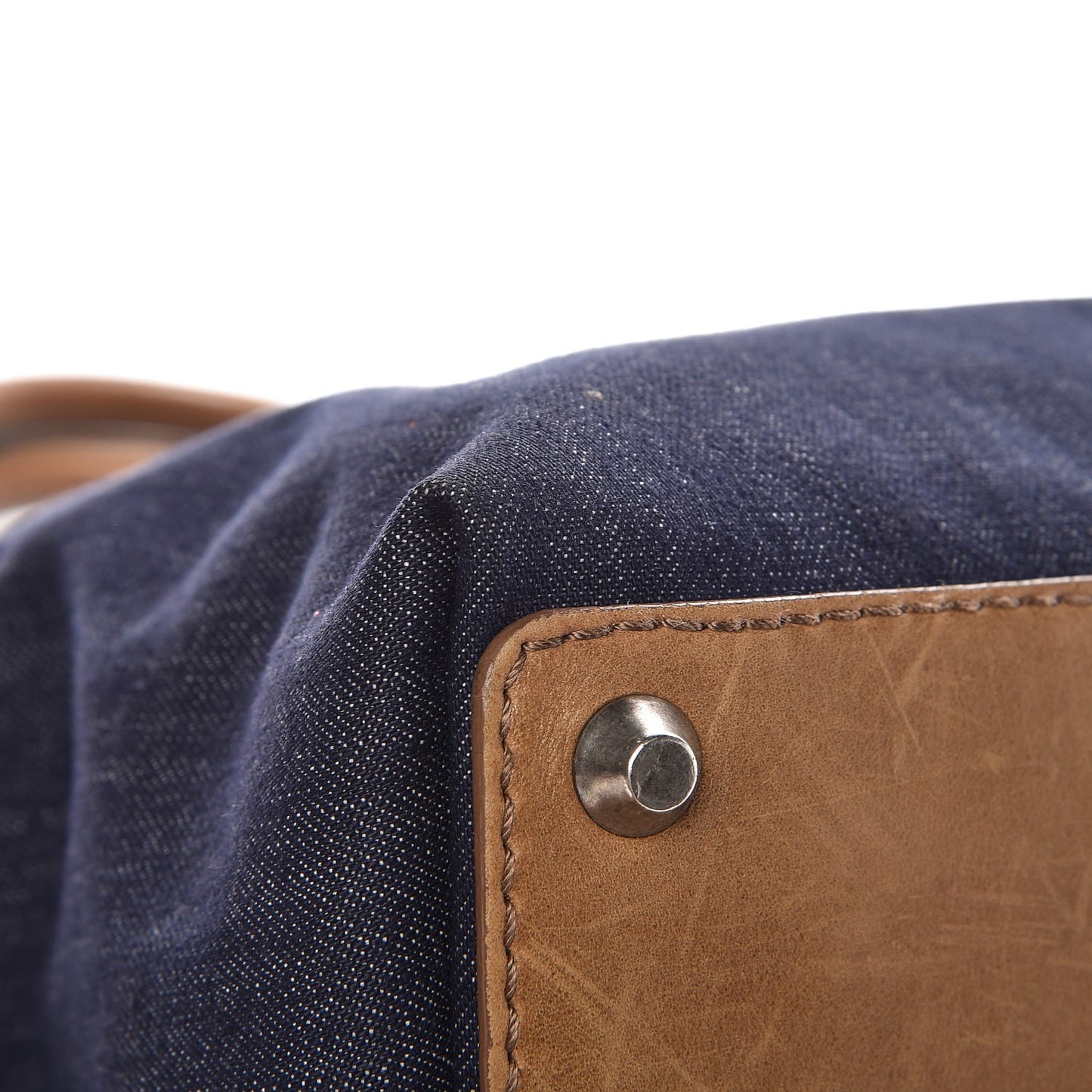 Denim Calfskin Tote Dark Blue