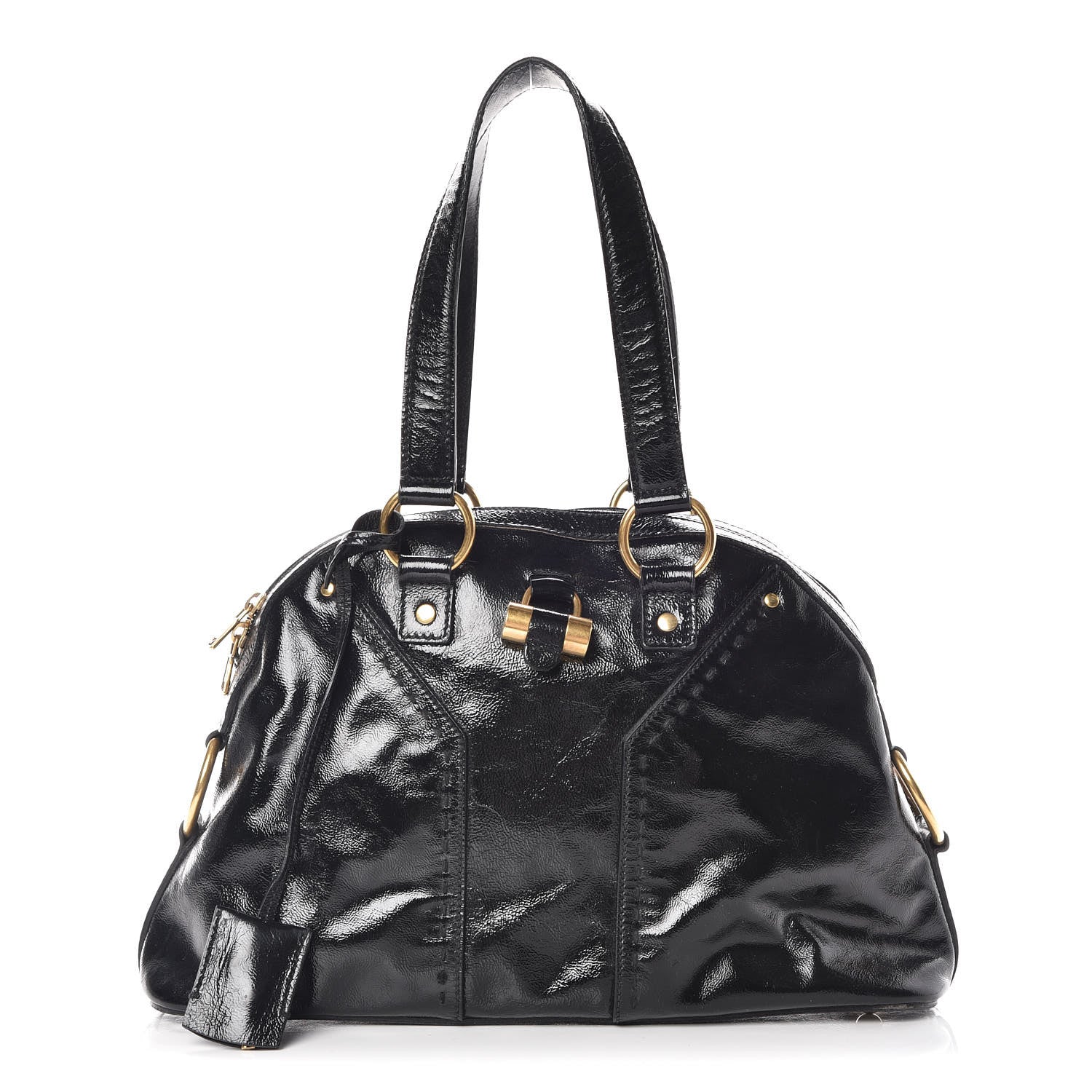 Saint Laurent Textured Patent Calfskin Medium Muse Black 1 of 26