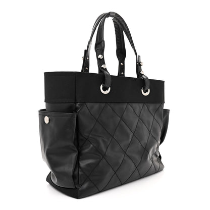 Chanel Coated Canvas Quilted Large Paris Biarritz Tote Black 4 of 16