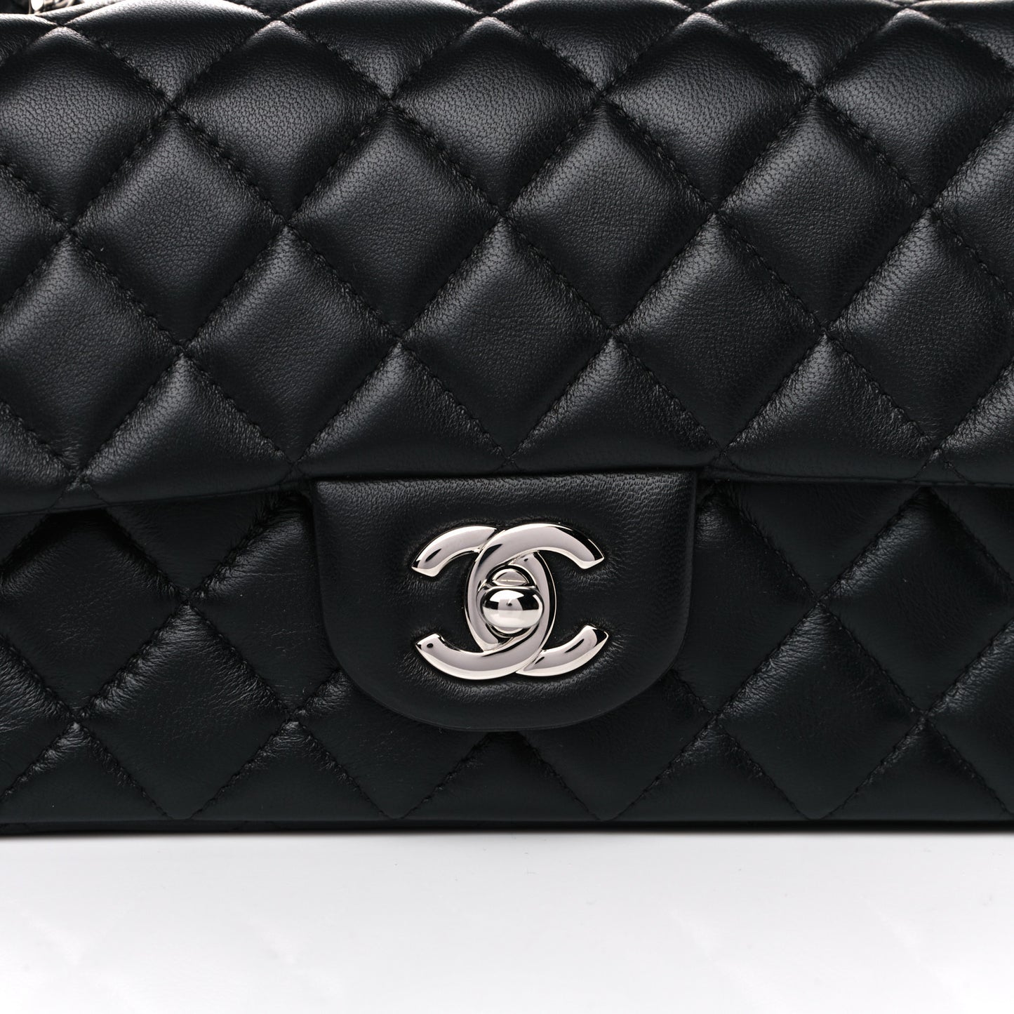 Lambskin Quilted Mini Rectangular Flap Black