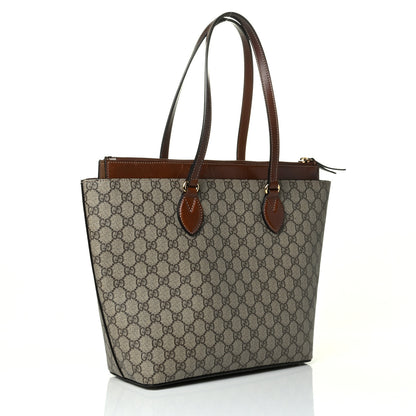 Gucci GG Supreme Monogram Medium Zippered Bucket Tote Beige Tuscany 2 of 8