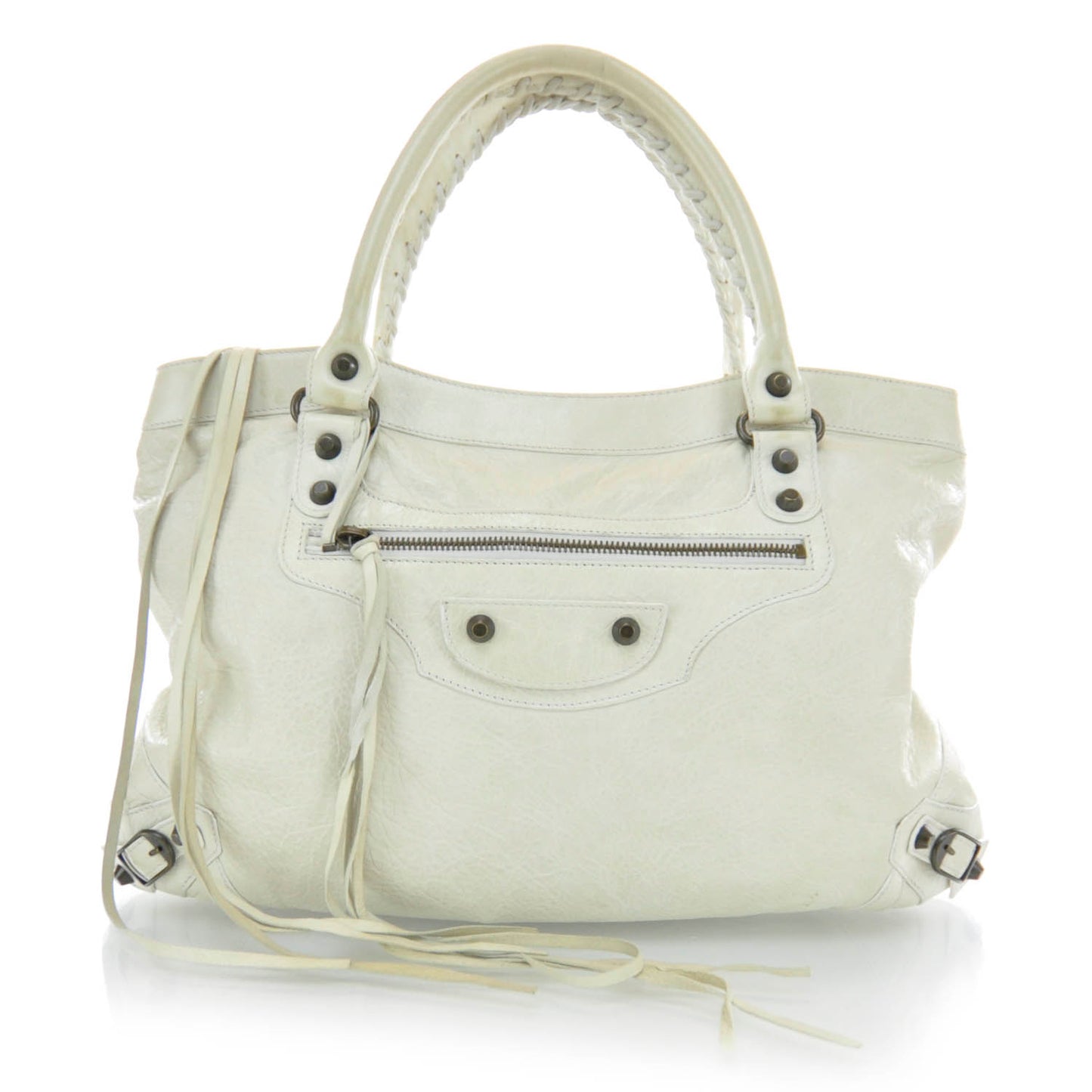 Chevre Classic Hardware Purse White