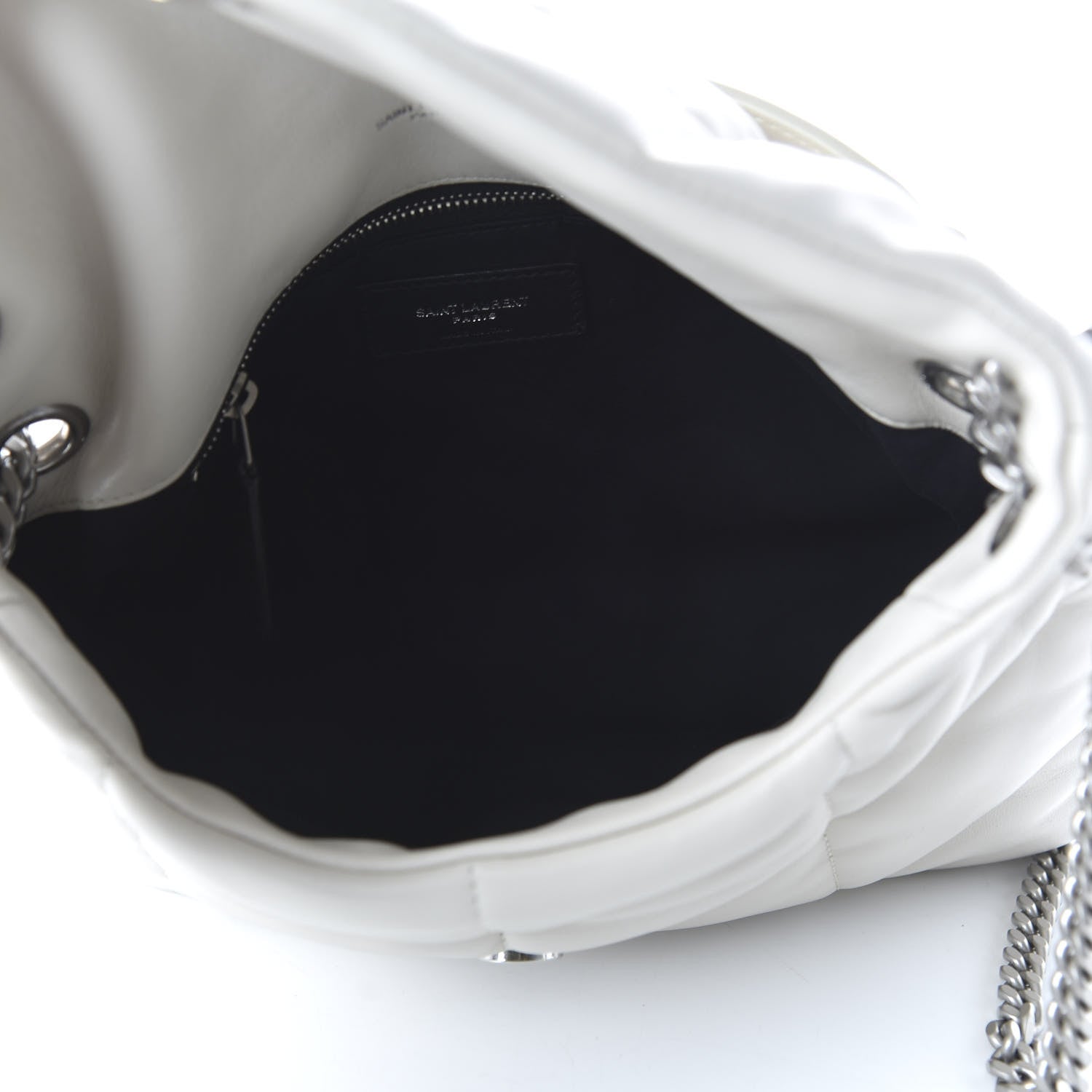 Saint Laurent Lambskin Quilted Small Loulou Puffer Monogram Chain Satchel Blanc Vintage 5 of 9