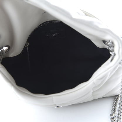 Saint Laurent Lambskin Quilted Small Loulou Puffer Monogram Chain Satchel Blanc Vintage 5 of 9