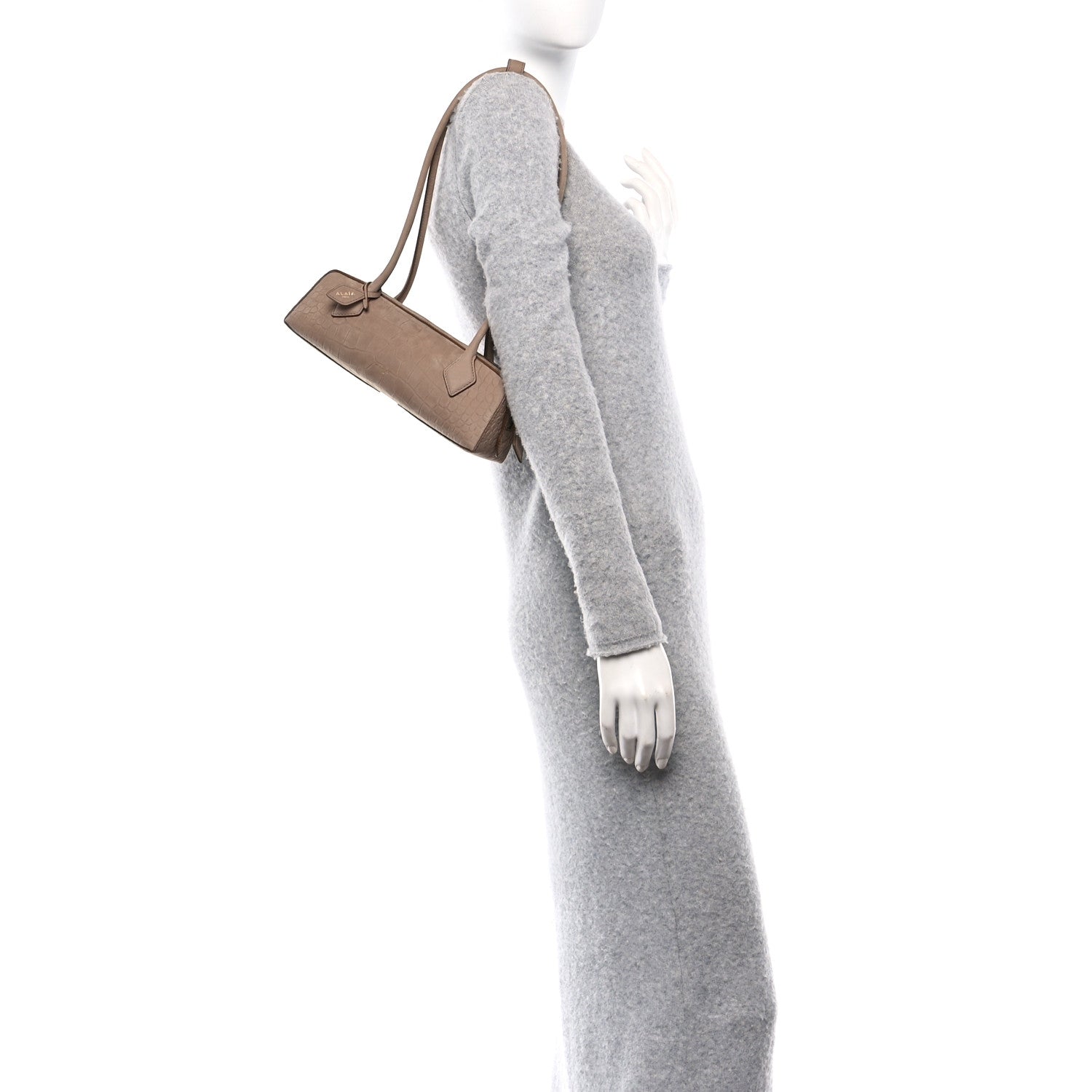 Alaia Nubuck Crocodile Embossed Small Le Teckel Bag Grege 2 of 10