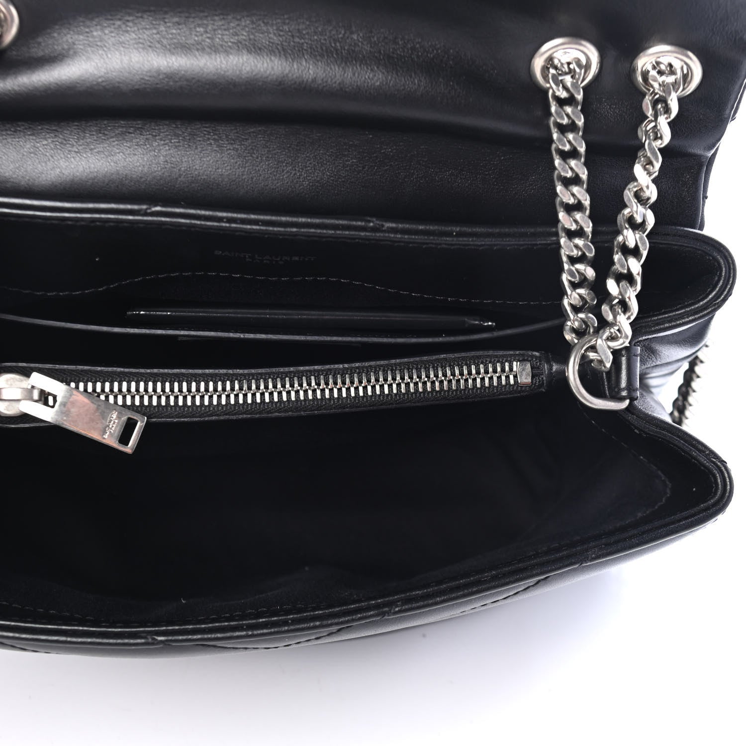 Saint Laurent Calfskin Y Quilted Monogram Small Loulou Chain Satchel Black 4 of 4