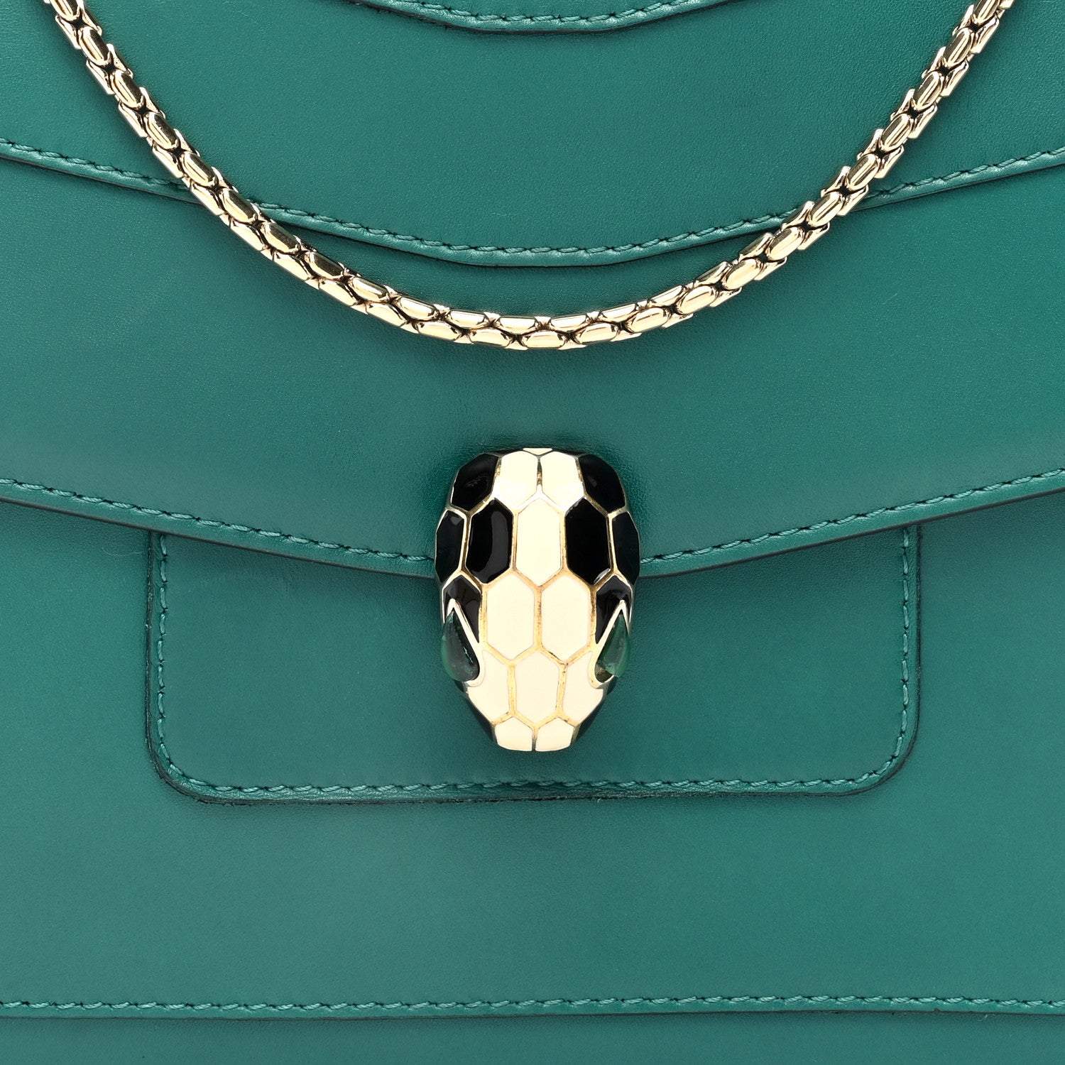 Bulgari Calfskin Serpenti Forever Snake Strap Crossbody Bag Emerald Green 7 of 9