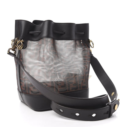 Fendi Mesh Vitello Grace F is Fendi FF 1974 Grande Mon Tresor Bucket Bag Marrone Black Ebano 3 of 12
