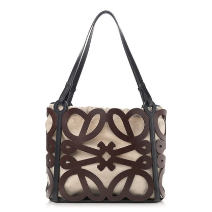 Loewe Smooth Calfskin Small Anagram Cutout Tote Brown Black 1 of 14
