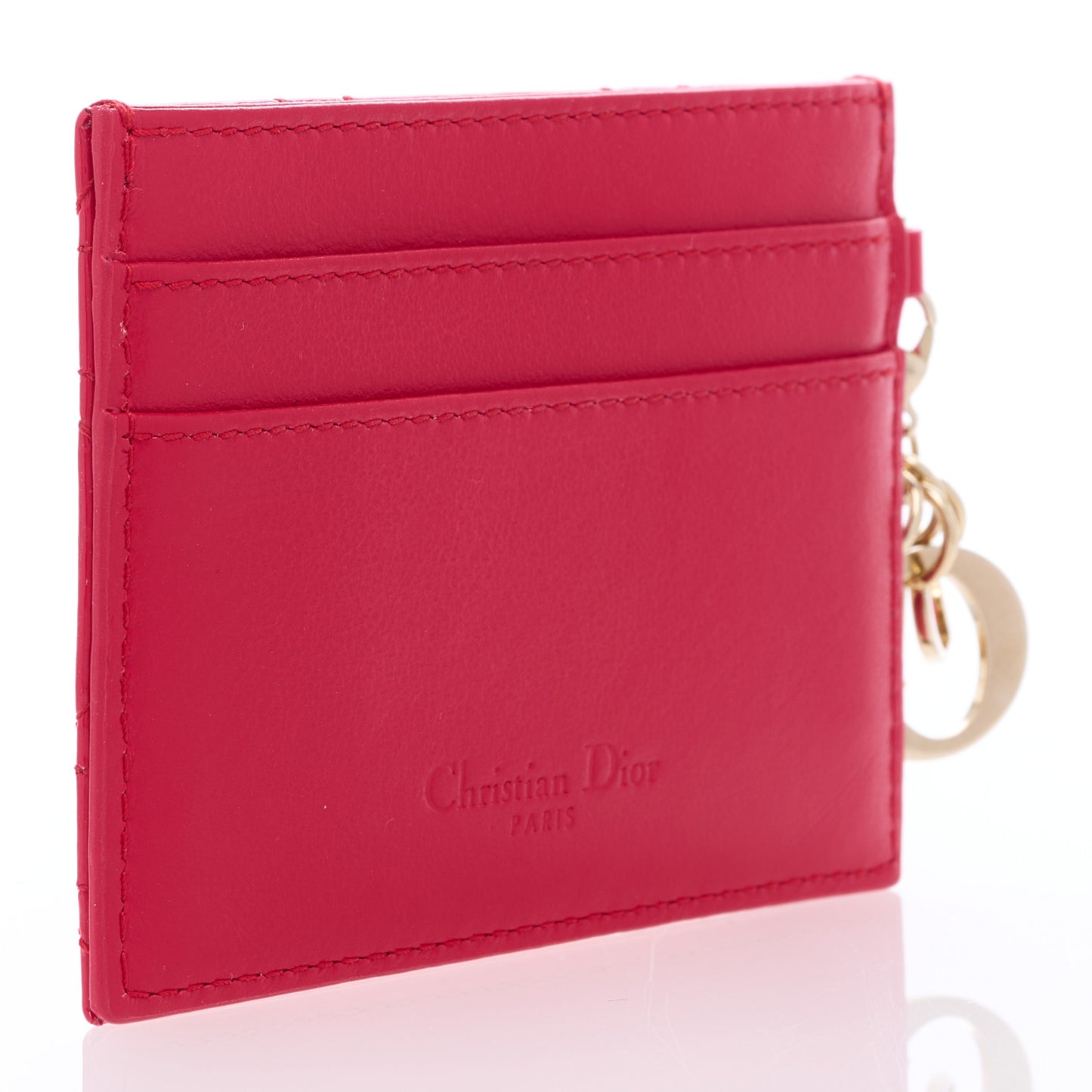 Patent Cannage Lady Dior Card Holder Raspberry
