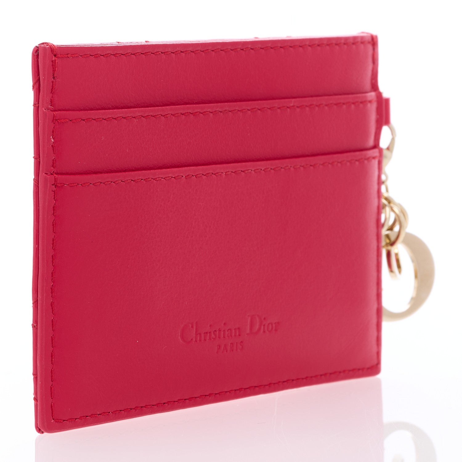 Christian Dior Patent Cannage Lady Dior Card Holder Raspberry 3 of 6