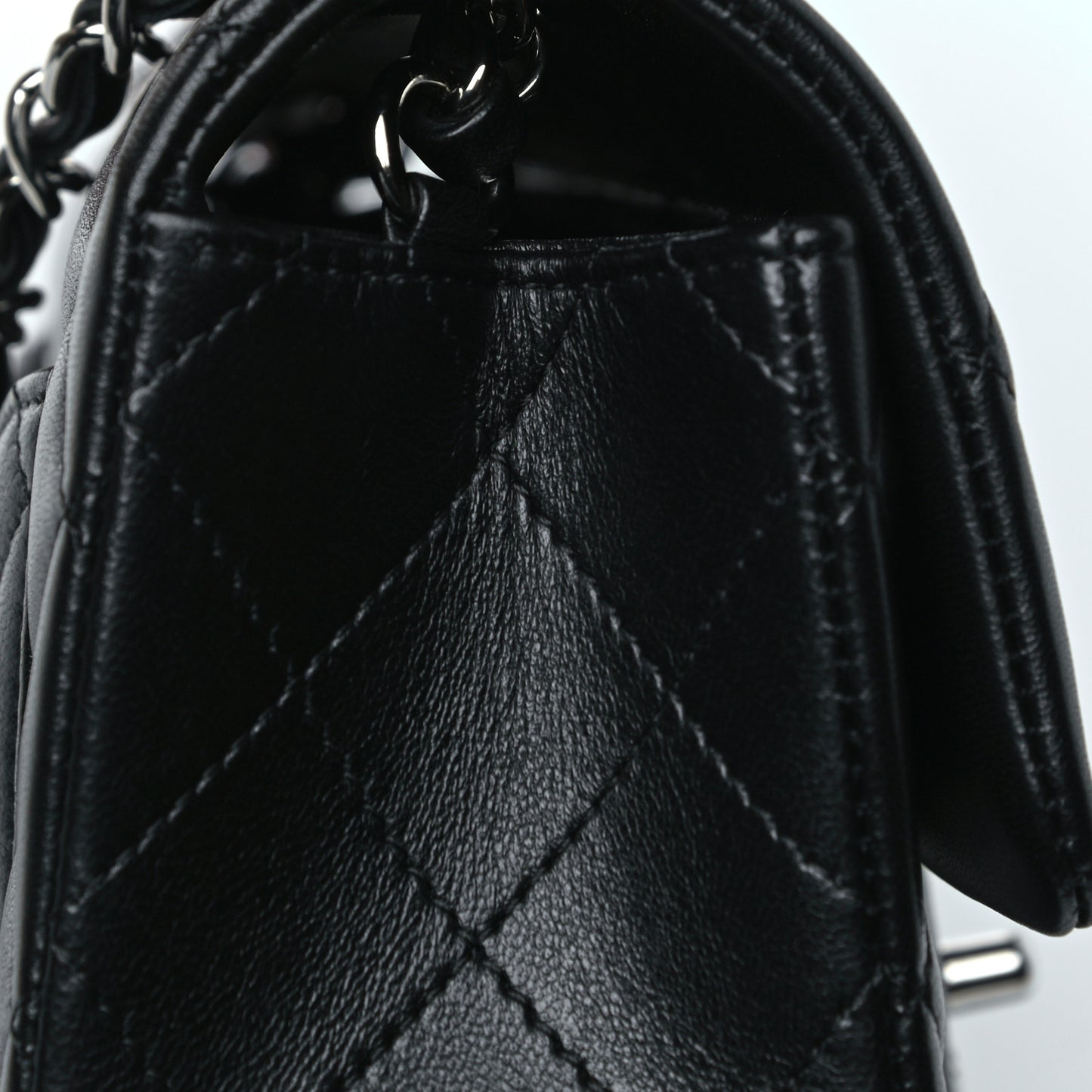 Lambskin Quilted Mini Rectangular Flap Black