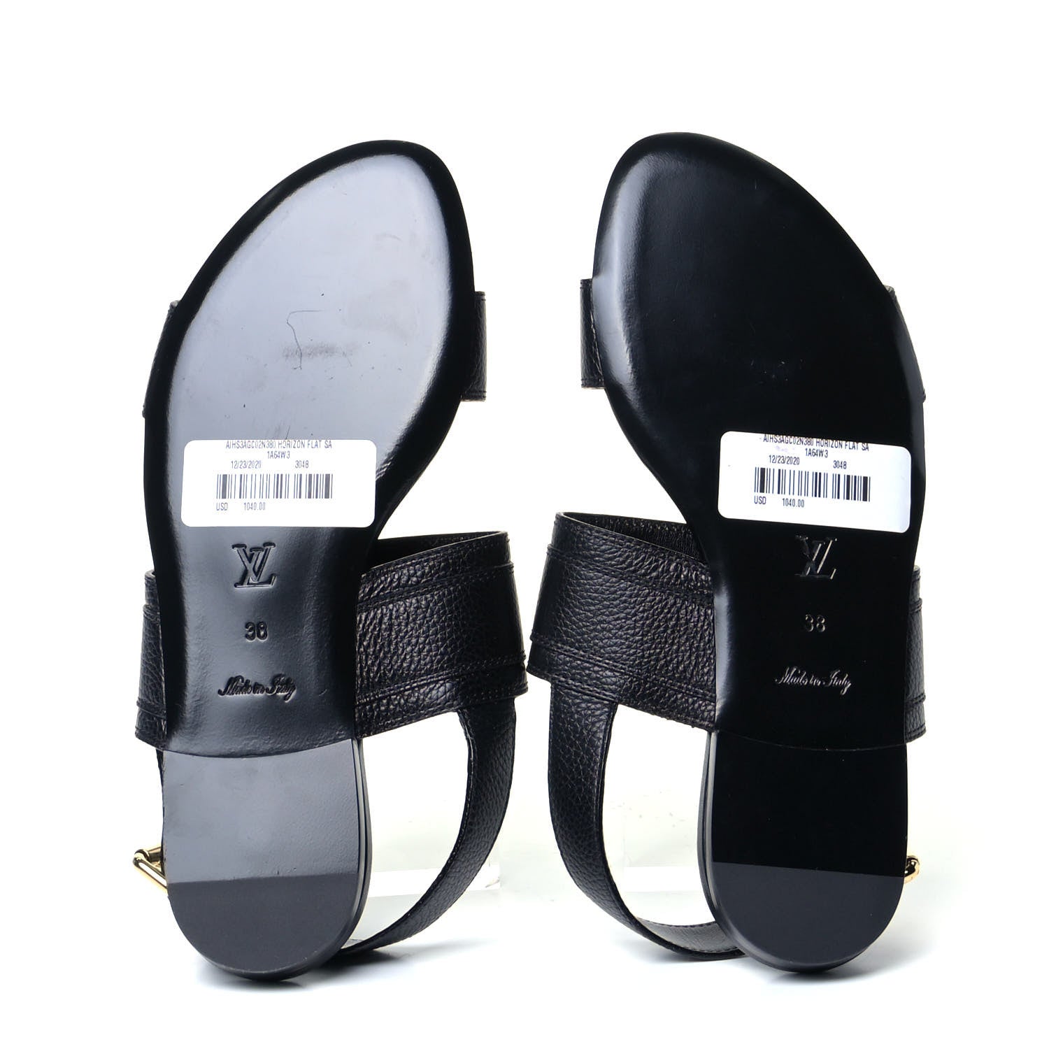 Louis Vuitton Grained Calfskin Horizon Flat Sandals 38 Black 6 of 9
