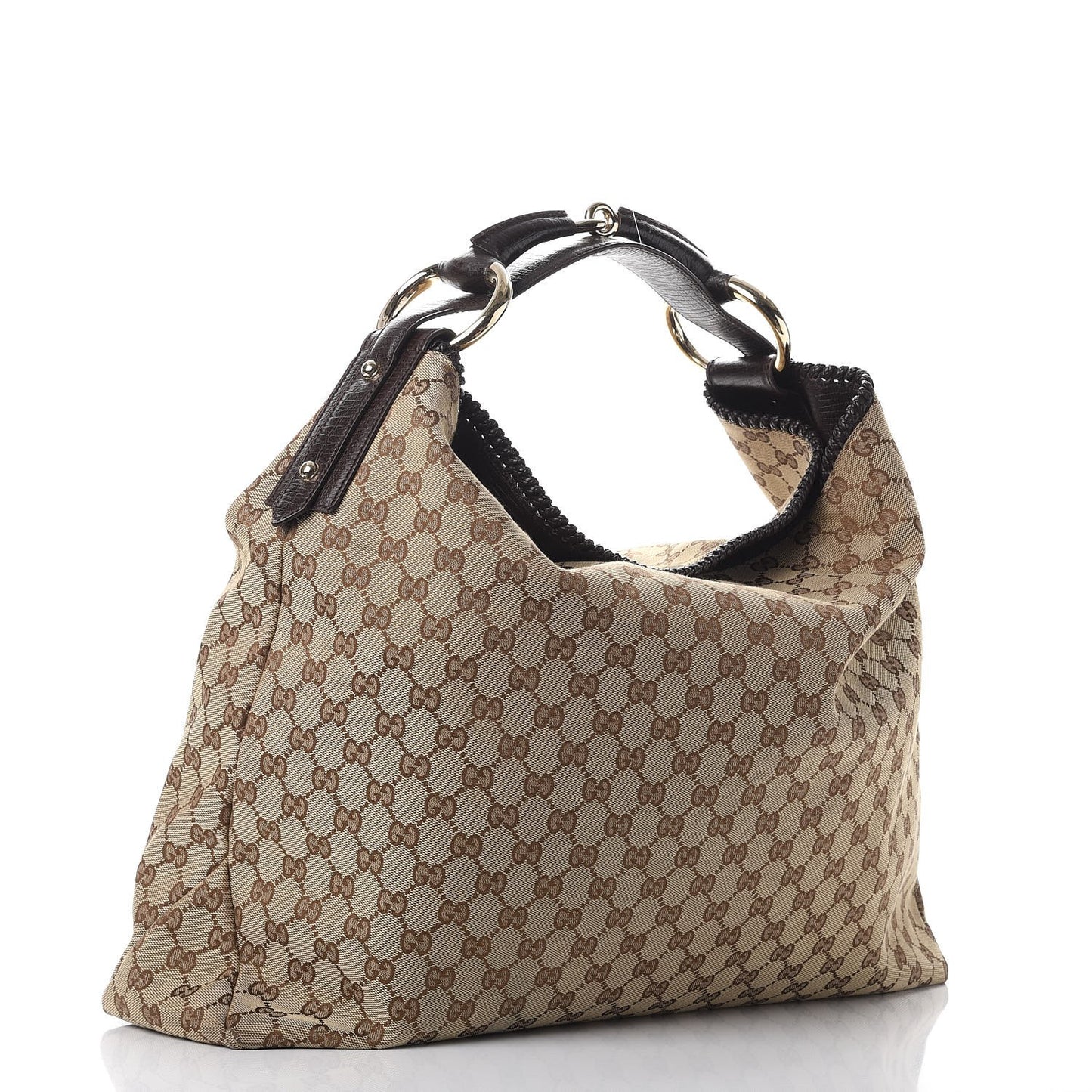 Monogram Large Horsebit Chain Hobo Dark Brown