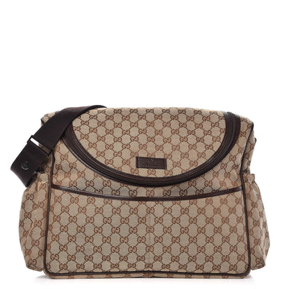 Gucci Monogram Natural Pigskin Large Diaper Bag Beige Ebony Cocoa Dark Chocolate 1 of 10