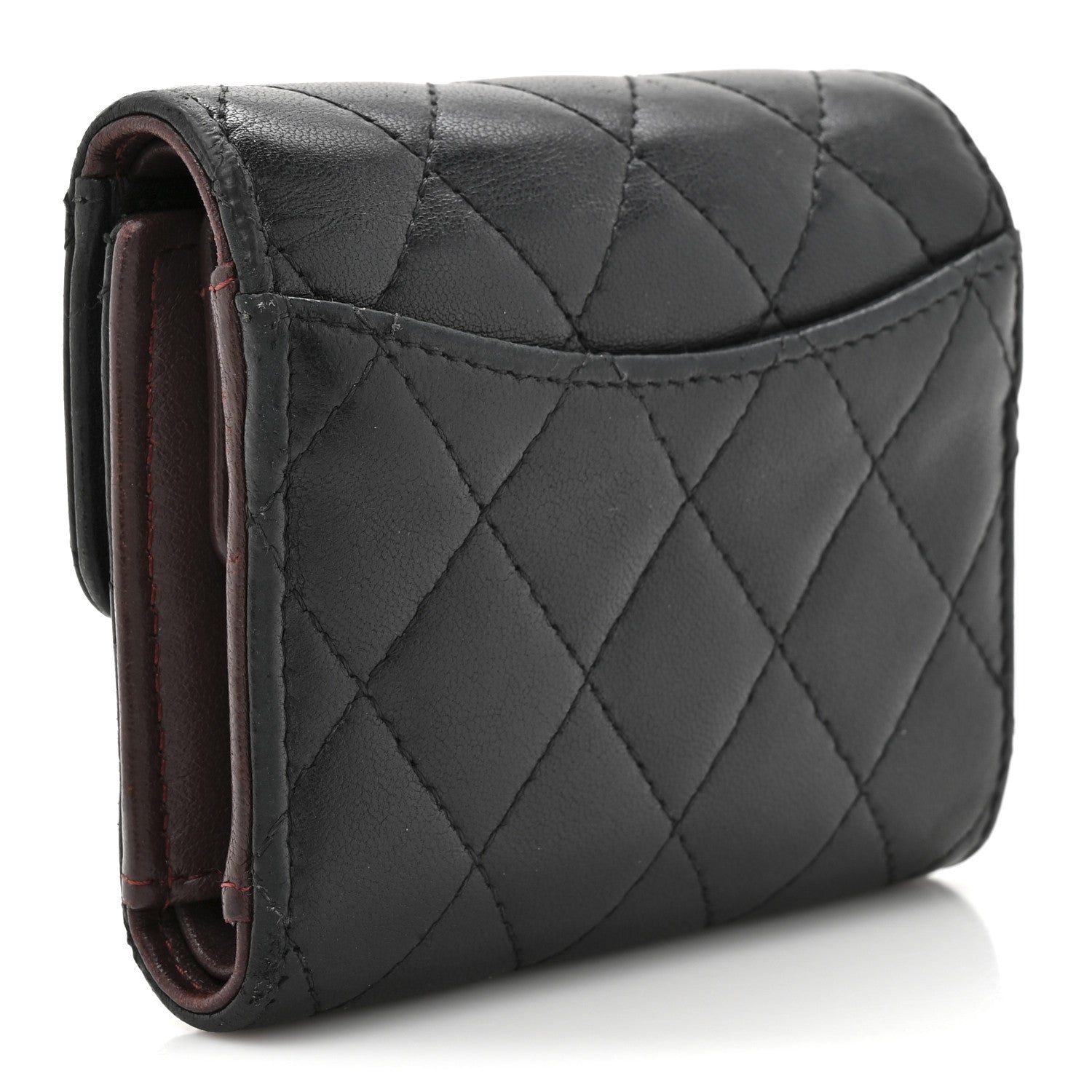 Chanel Lambskin Quilted Compact Flap Wallet Black 3 of 12