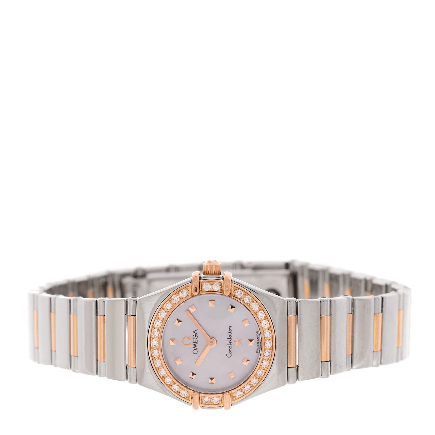 Stainless Steel 18K Red Gold Diamond Bezel Mother of Pearl 22mm Constellation My Choice Quartz Watch 1368.74.00