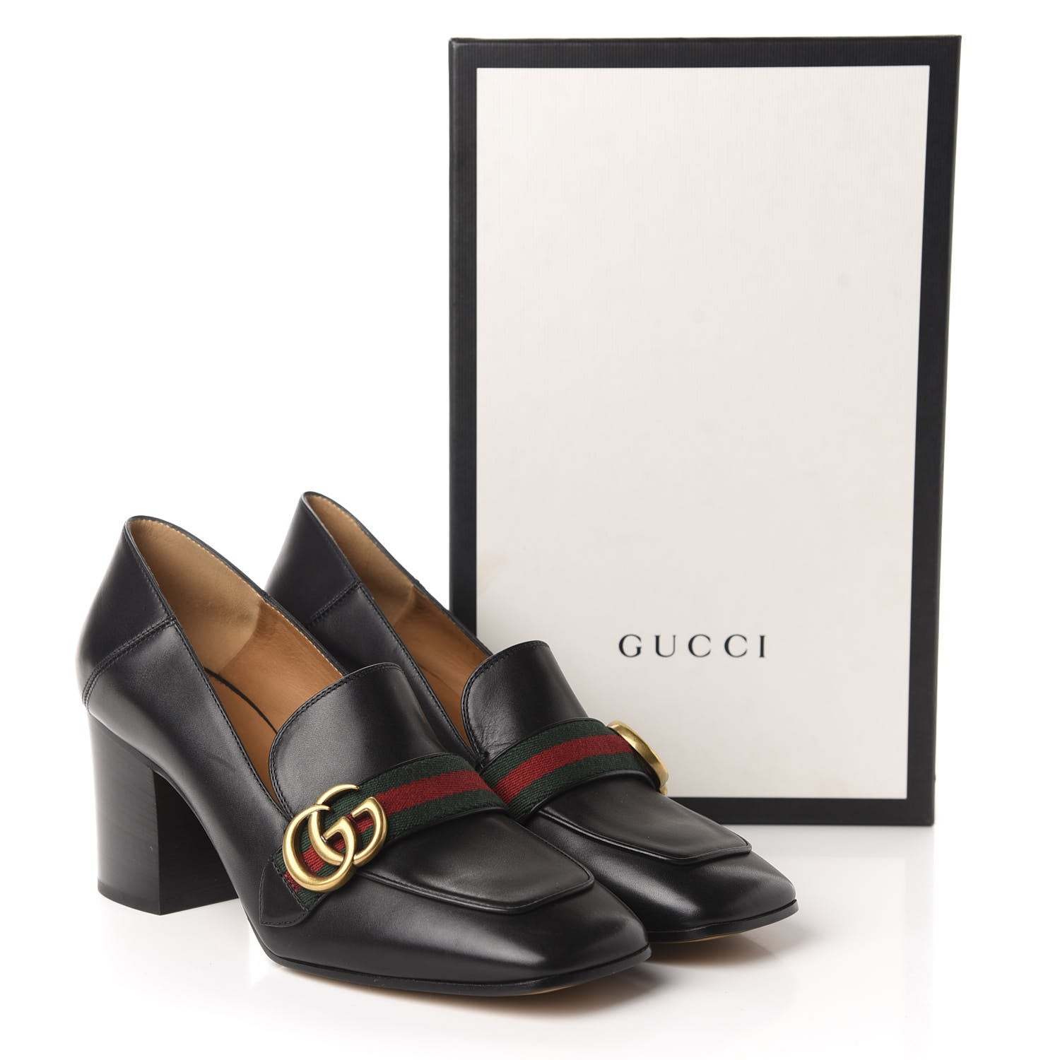 Gucci Calfskin Web Peyton Loafer Pumps 39.5 Black 10 of 10