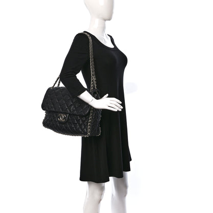 Chanel Washed Lambskin Quilted Maxi Chain Around Flap Black 2 of 9