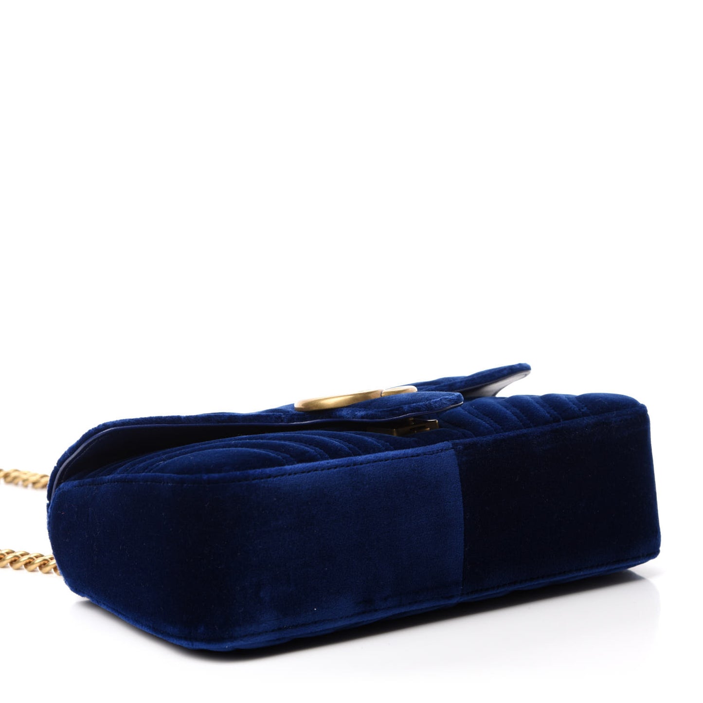 Velvet Matelasse Small GG Marmont Shoulder Bag Cobalt Blue
