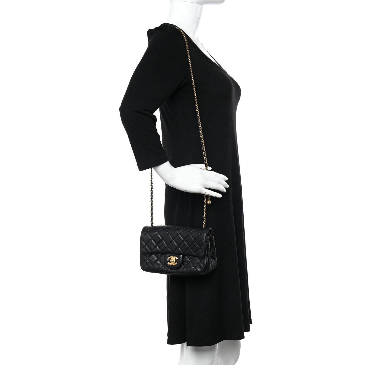 Chanel Lambskin Quilted Mini Rectangular Pearl Crush Flap Black 2 of 11