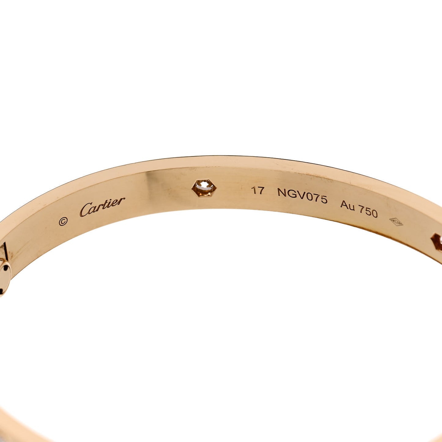 18K Yellow Gold 4 Diamond LOVE Bracelet 17