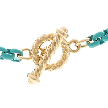 David Yurman Stainless Steel 14K Yellow Gold Acrylic Bel Aire Chain Necklace Turquoise 4 of 5