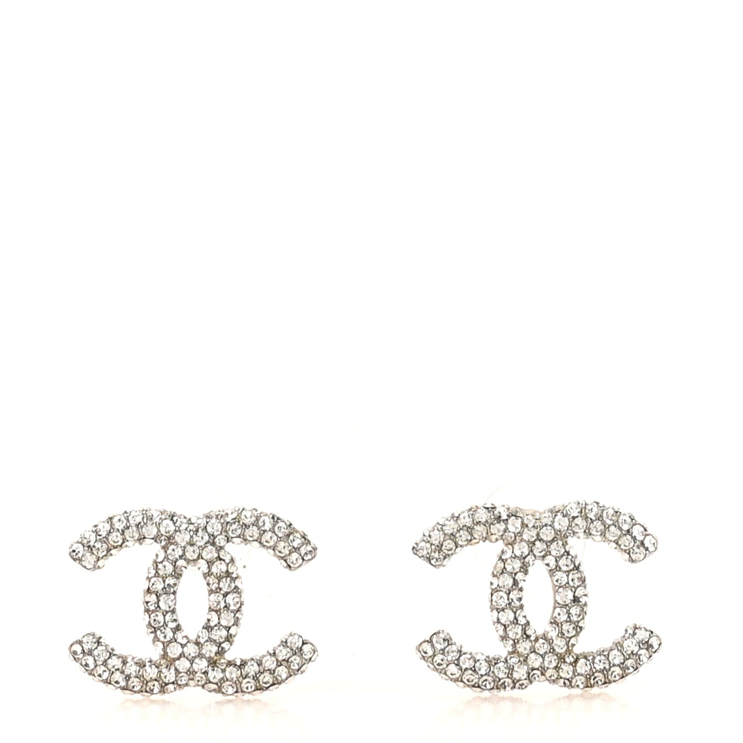 Crystal CC Treasure Chest Earrings Silver